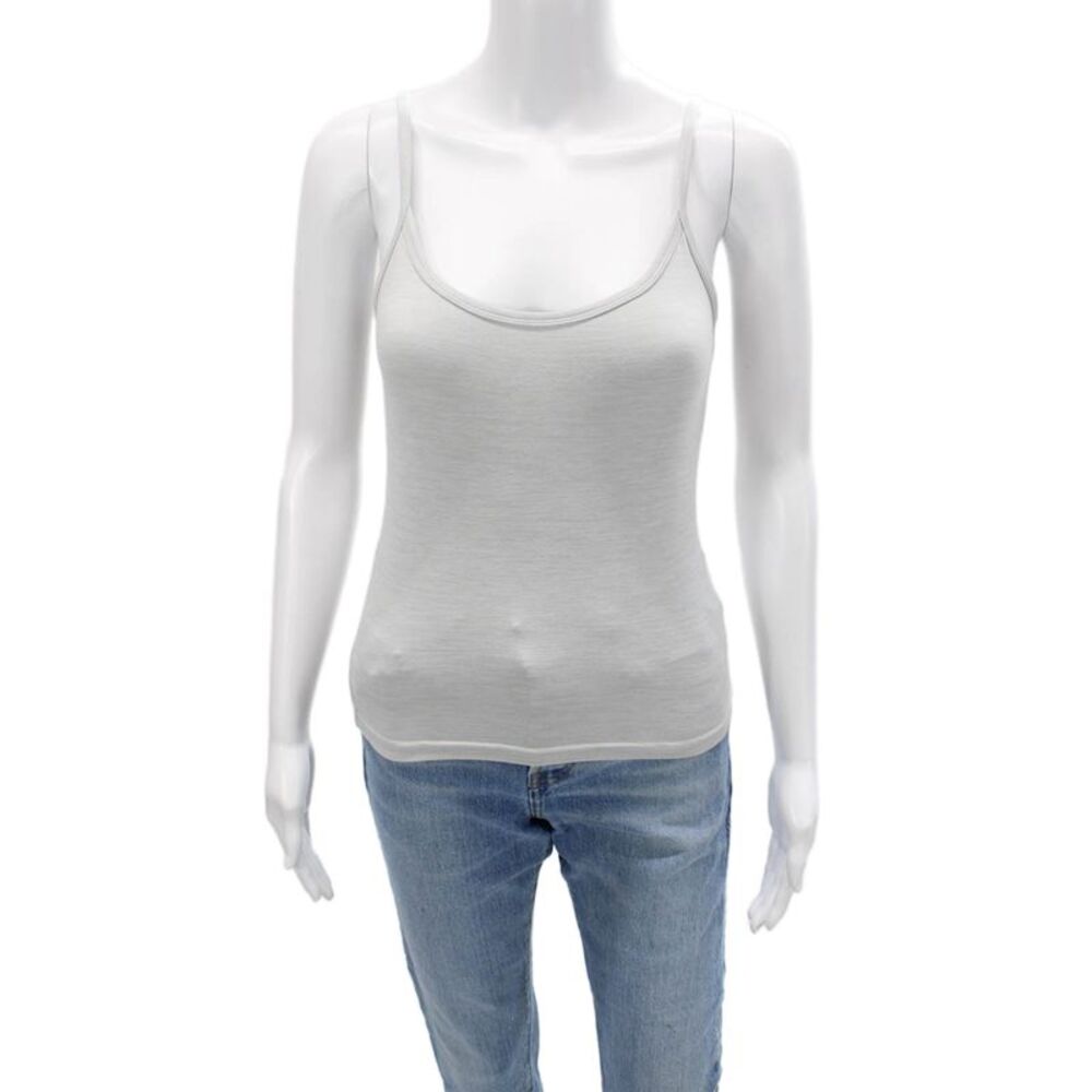 Set Women Active Tank Top Gray Nylon Scoop Neck Sleeveless Size S